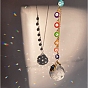 Chakra Theme Evil Eye & Hamsa Hand Hanging Ornaments, Teardrop Glass Suncatchers for Home Outdoor Decoration