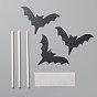 DIY Halloween Theme Paper Cake Insert Card Decoration, with Plastic Rod, for Cake Decoration, Bat