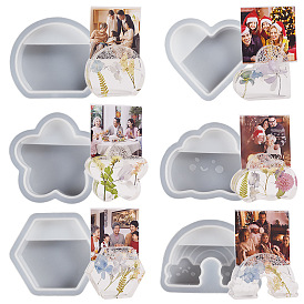 DIY Hexagon/Heart/Cloud Memo Photo Holder Food Grade Silicone Molds, Resin Casting Molds, for UV Resin, Epoxy Resin Craft Making