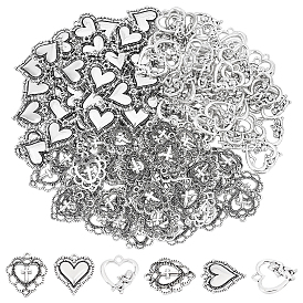 150Pcs 3 Style Tibetan Style Alloy Pendants, Lead Free & Cadmium Free, Heart