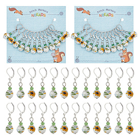 Маркеры для петель из фарфора ручной работы, Круглый обруч с подсолнухом, связанный крючком, подвески-подвески на защелке, маркер с замком и кольцом с подвеской в виде винного бокала