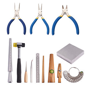 Jewelry Tools, Installable Two Way Rubber Hammers, Mallet, Gold Hammer Iron Anvil, Wooden Findings, Stainless Steel Rulers, 304 Stainless Steel Beading Tweezers and Jewelry Pliers