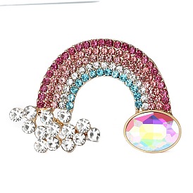 Alloy Rhinestone Brooch for Backpack Clothes, Rainbow