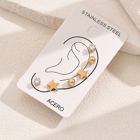 Комплекты серег-гвоздиков из нержавеющей стали и прозрачных кубических цирконий для женщин, простой и сладкий