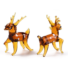 Handmade Lampwork Home Decorations, 3D Sika Deer Ornaments for Gift