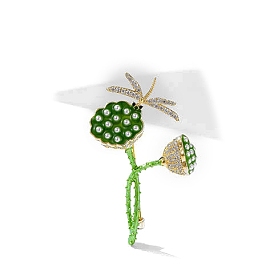 Exquisite Seedpod of the Lotus Alloy Brooch, Plsatic Imitation Pearl Lapel Pin for Girl Women