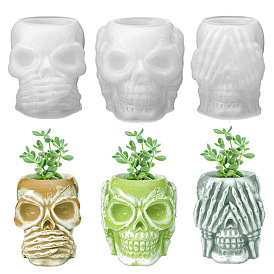 Moules en silicone pour vase, sans parler, audition, regarder, crâne d'halloween, bricolage, moules de résine