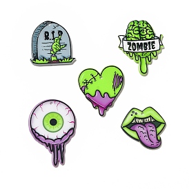 Halloween Printed Acrylic Pendants, Heart/Tombstone/Brain/Tongue/Eye Charm
