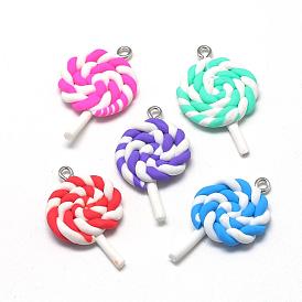 Handmade Polymer Clay Pendants, Lollipop