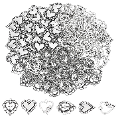 150Pcs 3 Style Tibetan Style Alloy Pendants, Lead Free & Cadmium Free, Heart