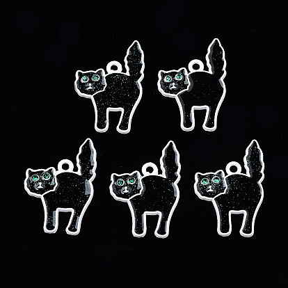 Окрашенного распылением эмали сплава подвески, с изумрудными стразами и блестящей пудрой, без кадмия, без никеля и без свинца, кошка