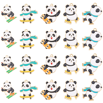 20 шт 5 стиль стойки покрытие сплава эмалевые подвески, без кадмия, без никеля и без свинца, золотой свет, панда