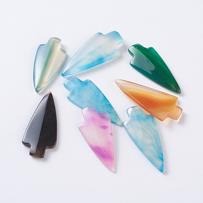 Natural Agate Beads, No Hole/Undrilled, Dyed, Arrowhead
