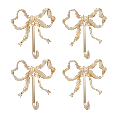 4 крючки-вешалки для сумок из сплава, с винтом и заглушкой, бантом