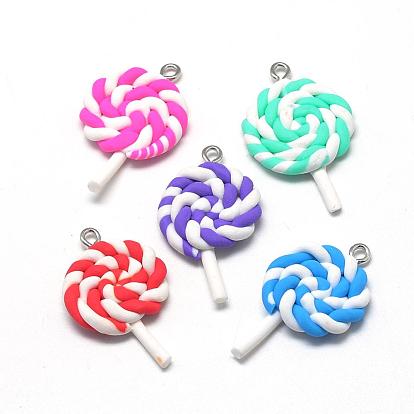 Handmade Polymer Clay Pendants, Lollipop