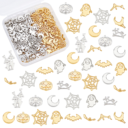 Alloy Cabochons, Epoxy Resin Supplies Filling Accessories, for Resin Jewelry Making, Halloween Style, Mixed Shapes, No-hole