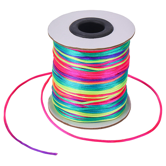 1 Cordons en satin de nylon teints par segments, à queue de rat, fils de perles pour la fabrication de bracelets et de bijoux, nœud chinois, macramé