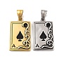 304 подвески из нержавеющей стали, со стразами, игральная карта, пиковый туз очарование
