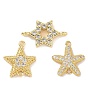 Шармы-соединители из настоящей позолоченной латуни с микропаве из кубического циркония, без кадмия, без никеля и без свинца, ссылки на звезду/морскую звезду