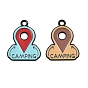 Alloy Enamel Pendants, Landmark with Word Camping Charms, Black
