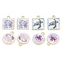 Ocean Theme Printed Alloy Pendants, Animal Charms, Golden, Rack Plating