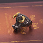 Siam Rhinestone Ox-head Finger Ring, Alloy Chunky Gothic Ring for Men Women