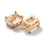 Rack Plating Brass Glass Charms, Long-Lasting Plated, Rectangle