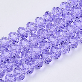 Baking Paint Glass Beads Strands, Faceted Rondelle