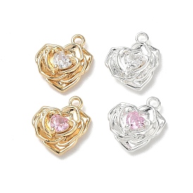 День святого валентина латунь микропаве подвески из фианита, подвески в форме сердца в виде роз