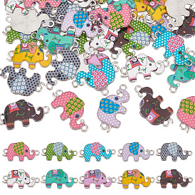 50шт 10 цветной эмалевый сплав подвески разъема, платина, звенья слона в горошек