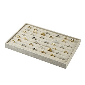 Pantallas de anillo de la joyería de imitación de arpillera, con madera, 350x240x31 mm