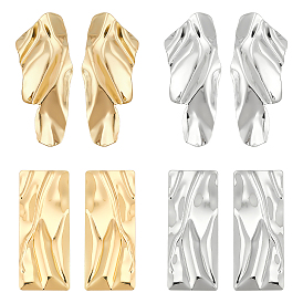 4 пары 4 стили серьги-гвоздики из сплава с 304 штифтами из нержавеющей стали, поворот и прямоугольник