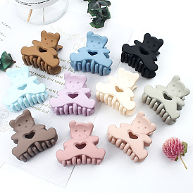 Cute Heart Bear Claw Clip for Girls with Sandblasted Rubber Texture