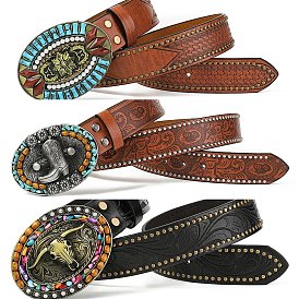 Ceintures à chaîne en simili cuir bohème, avec boucles en alliage, ovale