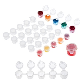 Plastic Paint Pots Strips, 3ml 5 Pots Mini Empty Paint Cups with Lids, for Arts Crafts Watercolor Pigment