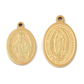 Ионное покрытие (ip) 304 подвески из нержавеющей стали, овал со святым шармом