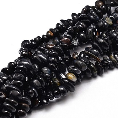 Tigre naturel noir perles de puce oeil brins, 4~14x4~12mm, Trou: 1mm, environ 15.3 pouces ~16.1 pouces