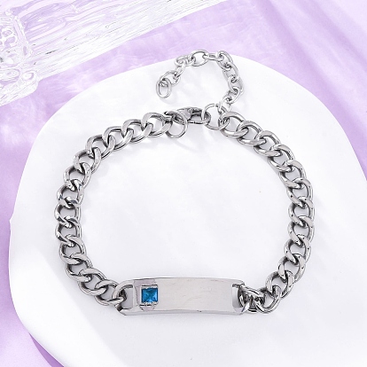 201 из нержавеющей стали цепью кубинский ссылка браслеты, ID браслеты, с 304 застежками из нержавеющей стали и стразами