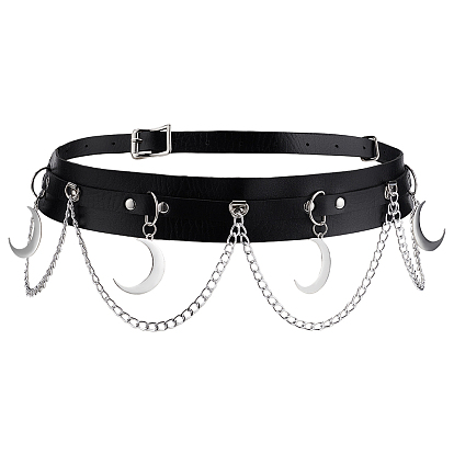 1Пояс из искусственной кожи черного цвета с кисточками в форме полумесяца (шт.)