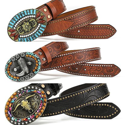 Ремни-цепочки из искусственной кожи в стиле бохо, с пряжками из сплава, овальные