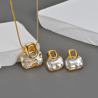 Прямоугольник 304 серьги-гвоздики из нержавеющей стали с прозрачным кубическим цирконием