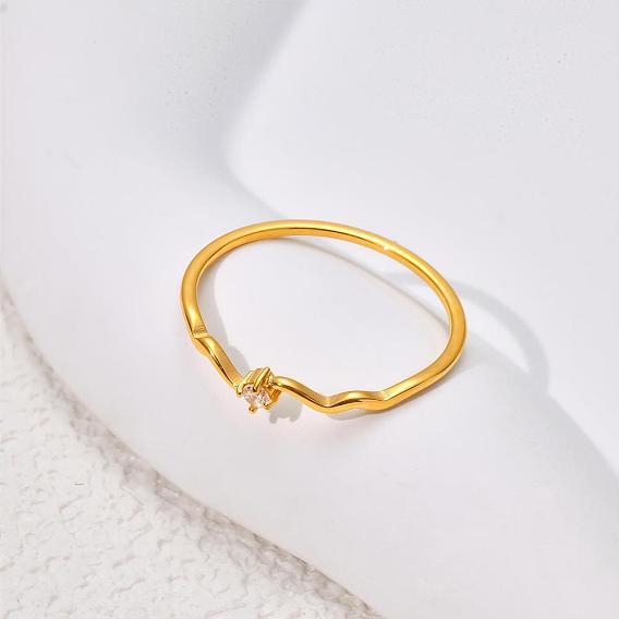 304 Stainless Steel Micro Pave Cubic Zirconia Finger Rings for Women