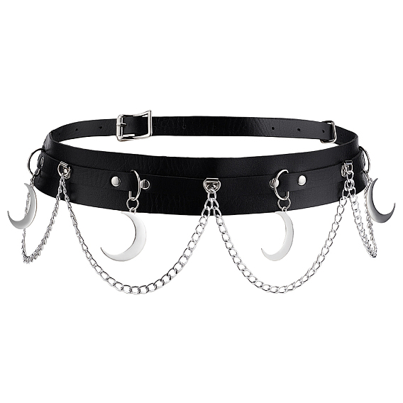 1Пояс из искусственной кожи черного цвета с кисточками в форме полумесяца (шт.)