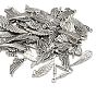 Tibetan Style Alloy Pendants, Wing, 24~56x9~21x1~2mm, Hole: 1.5~5x2~3mm, about 30~35pcs/100g