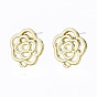 Alloy Stud Earring Findings, with Loop and Steel Pin, Flower with Plastic Protective Cover