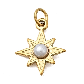 304 подвески из нержавеющей стали с имитацией жемчуга из АБС-пластика, звезда очарование, ионное покрытие (ip), с целью перехода в кольце