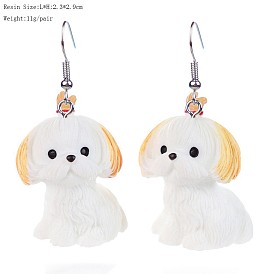 Iron & Resin Dangle Earrings for Women, Dog