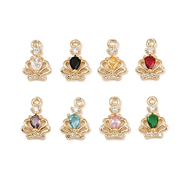 Латунные микро проложить кубического циркония подвески, корона прелести, реальный 18 k позолоченный