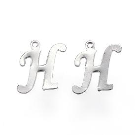 304 Stainless Steel Letter Charms, Letter.H