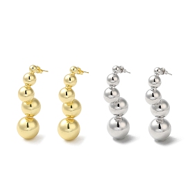 Rack Plating Brass Round Ball Dangle Stud Earrings, Long-Lasting Plated